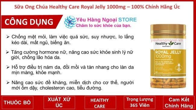 Sua Ong Chua Healthy Care Royal Jelly 1000mg 100 Chinh Hang Uc