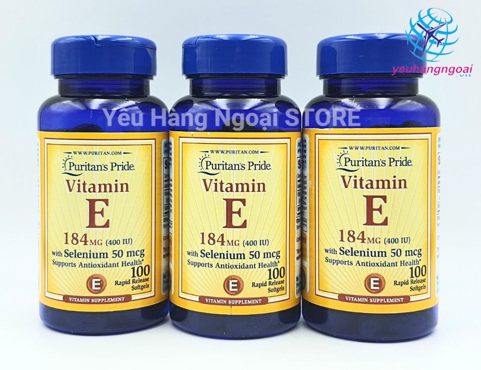 Vitamin E 184mg (400 IU) With Selenium 50 mcg 100 Viên Của Puritan's Pride Mỹ.