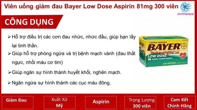 Viên Uống Giảm Đaubayer Low Dose Aspirin