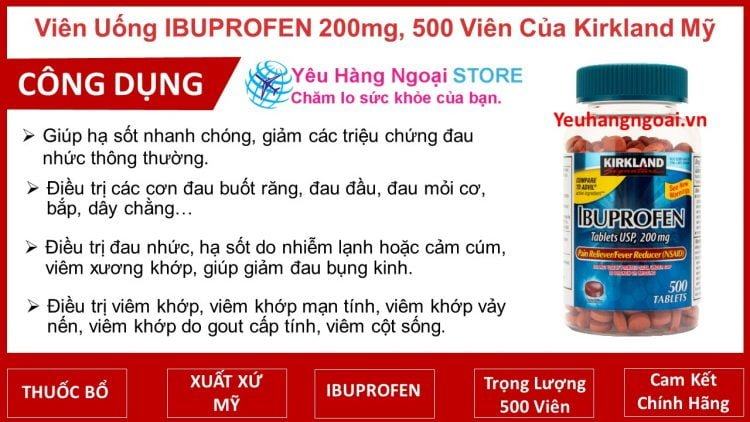 Vien Uong Khang Viem Giam Dau Ha Sot Ibuprofen 200mg 500 Vien Cua Kirkland My ibuprofen 200mg la thuoc gi