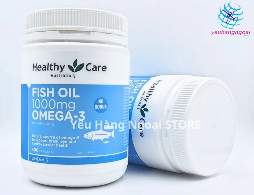 Viên Uống Dầu Cá Omega-3 Fish Oil 1000mg 400 Viên Của Healthy Care Úc.