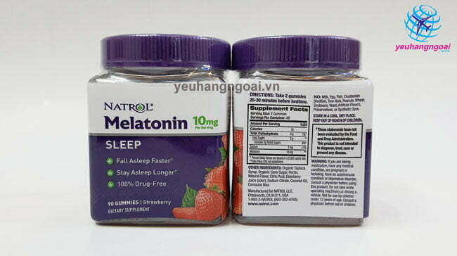Mặt Trước Sau Kẹo Ngậm Bổ Sung Melatonin Cho Giấc Ngủ Tự Nhiên Gummies Melatonin 10Mg Của Natrol Mỹ