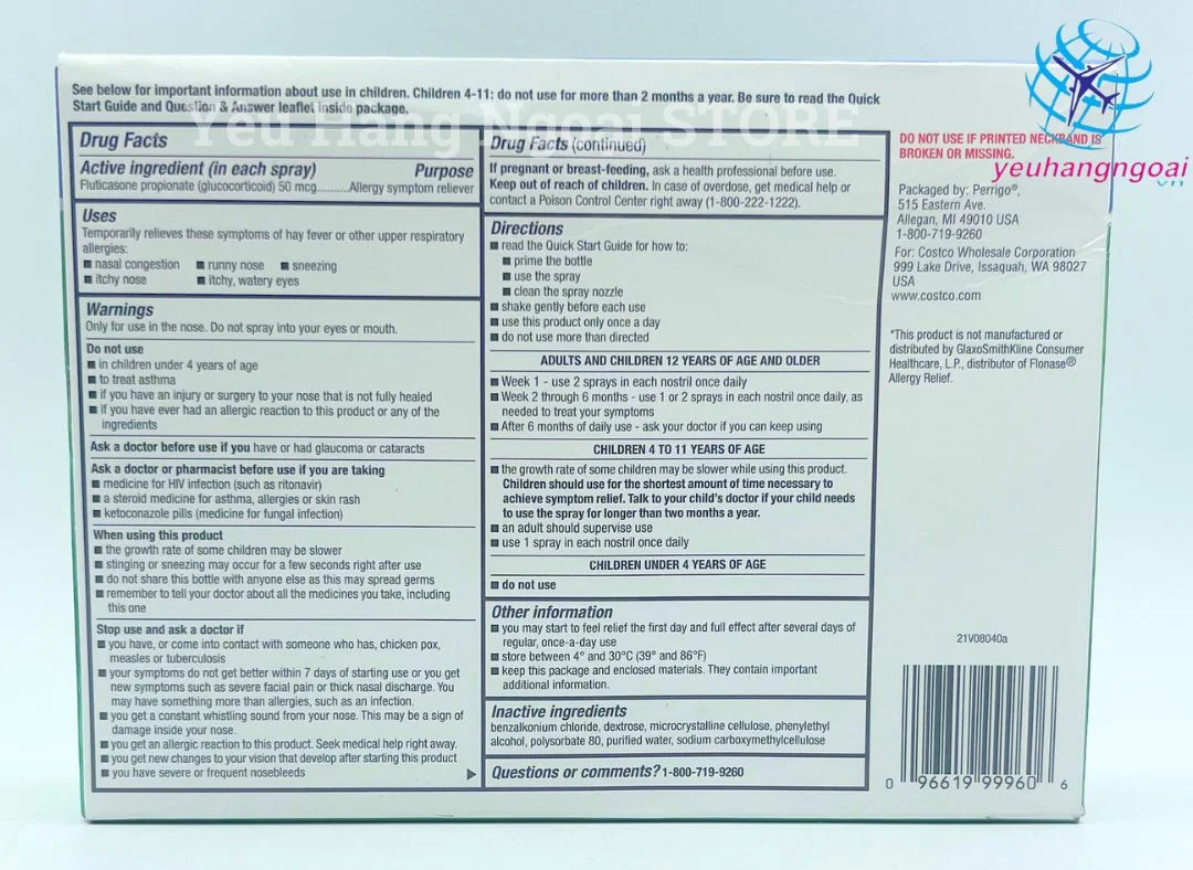 Thành Phần Xịt Trị Viêm Xoang Aller Flo 18.2ml Của Kirkland Signature Mỹ