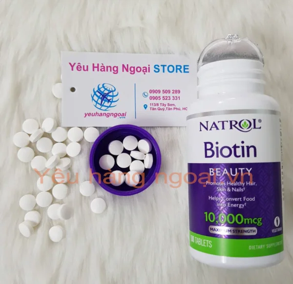 Natrol Biotin 10000mcg 100 Viên Hỗ Trợ Mọc Tóc, Móng Chắc Khỏe Của Mỹ. 8 Hình thật viên uống Biotin 10000mcg Natrol