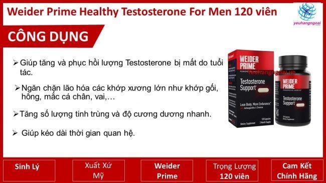 Viên Uống Tăng Hormone Cho Nam Weider Prime Testosterone Support 120 Viên Của Mỹ (MẪU MỚI NHẤT). 6 CÔng DỤng Weider Prime Healthy Testosterone For Men