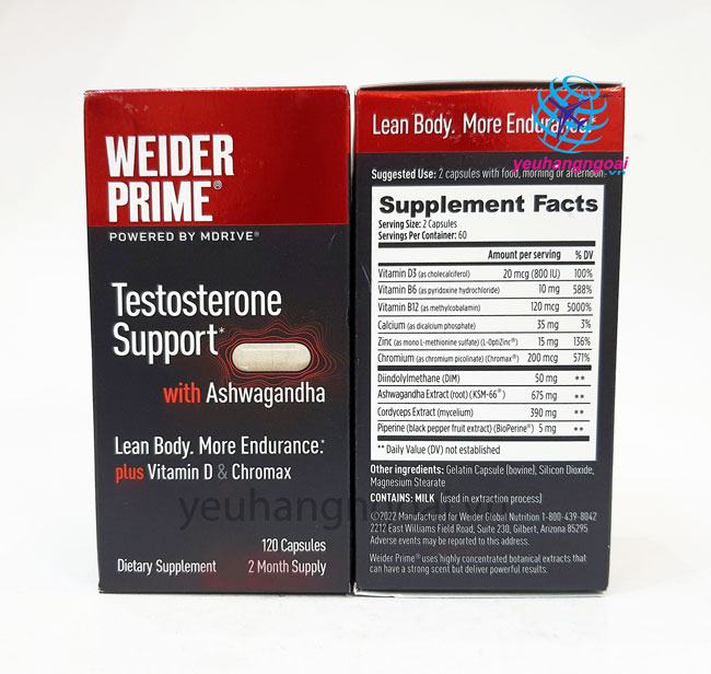 Hình Thật Mặt Trước Sau Viên Uống Weider Prime Healthy Testosterone For Men