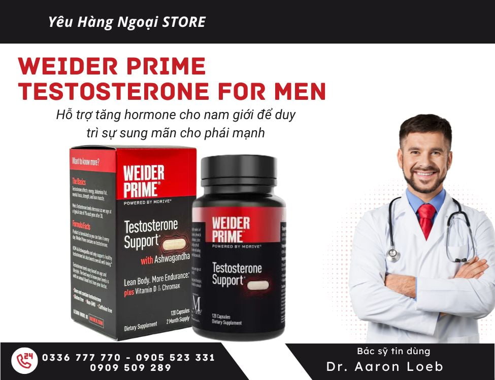 Viên Uống Tăng Hormone Cho Nam Weider Prime Testosterone Support 120 Viên Của Mỹ (MẪU MỚI NHẤT). 1 Testosterone nam