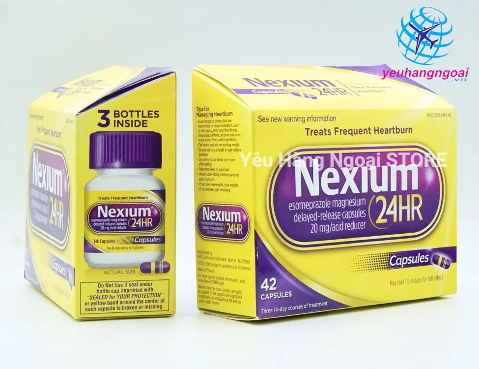 Viên Uống Nexium 24HR Hỗ Trợ Điều Trị Viêm Loét Dạ Dày 14 Viên Của Mỹ.
