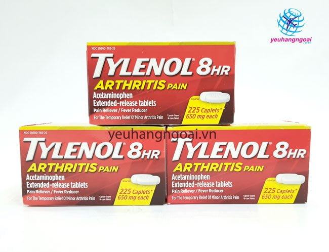 Hình Thật Viên Uống Giảm Đau Tylenol 8Hr Arthritis Pain 650Mg 225 Viên