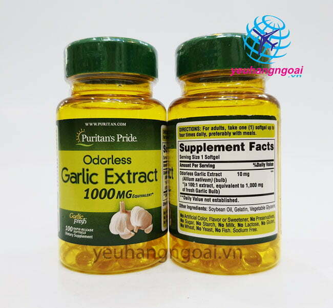 Hình Thật Tinh Chất Tỏi Odorless Garlic Extract 1.000Mg 100 Viên