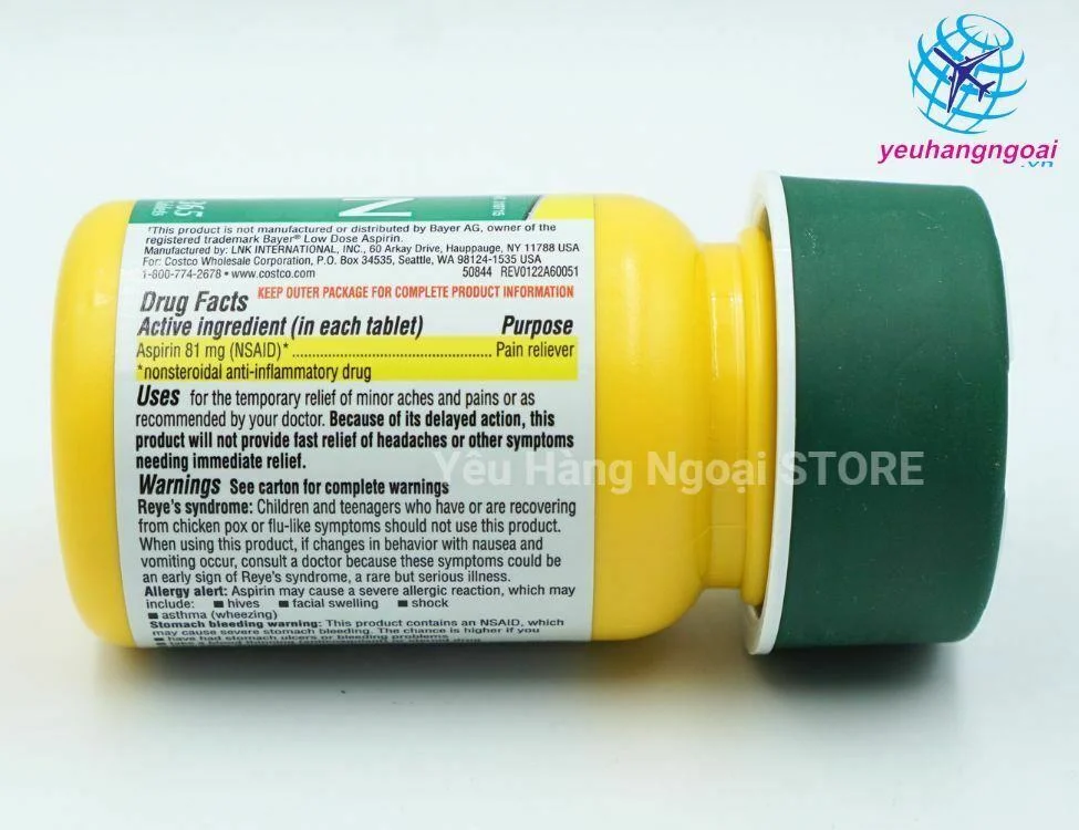 Vien Uong Phong Dot Quy Giam Dau Ha Sot Aspirin 81mg 365 Vien Cua Kirkland Signature My 4