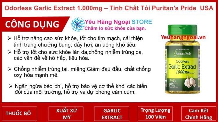 Vien Uong Tinh Chat Dau Toi Garlic Extract 1000mg Puritan's Pride 100 Vien Cua My 