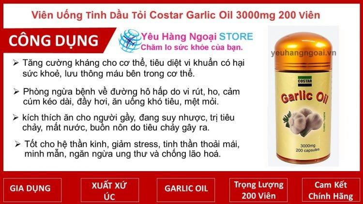  Vien Dau Toi Costar Garlic Oil 3000mg 200 Vien