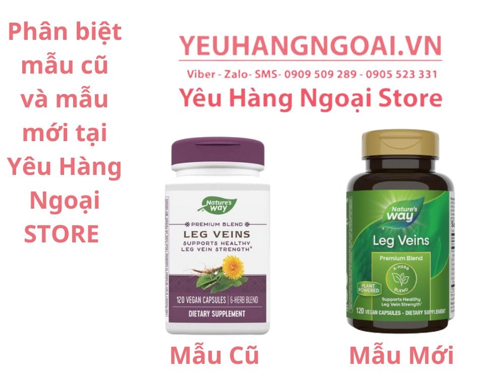 Viên Uống Nature’s Way Leg Veins Giảm Suy Giãn Tĩnh Mạch 120 Viên Của Mỹ ( Mẫu Mới Nhất ). 6 Leg Veins Nature's Way 120 Viên