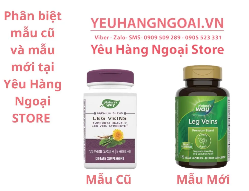 Viên Uống Nature’s Way Leg Veins Giảm Suy Giãn Tĩnh Mạch 120 Viên Của Mỹ ( Mẫu Mới Nhất ). 6 Leg Veins Nature's Way 120 Viên