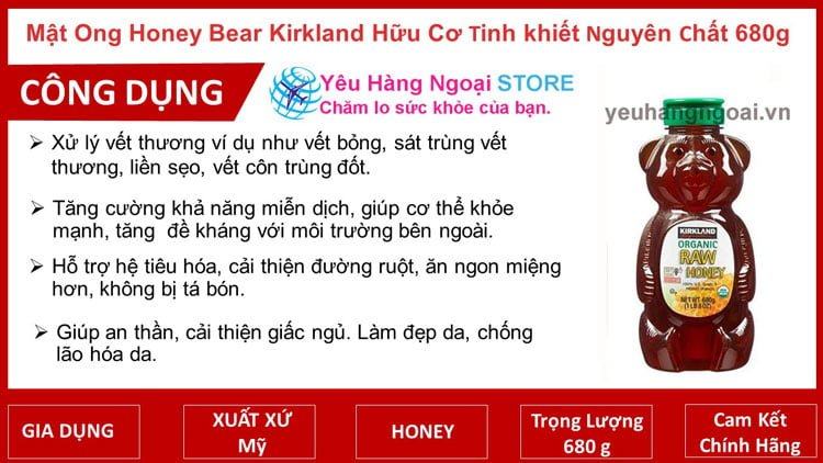 Mat Ong Honey Bear Kirkland Huu Co Tinh Khiet Nguyen Chat 680g