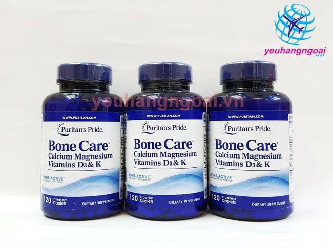 Viên uống chống loãng xương Bone Care Canxi Magie Vitamin D3 + K 1 Puritans Pride Bone Care Canxi Magie Vitamin D3 K