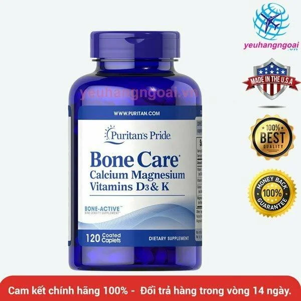 Puritan’s Pride Bone Care Canxi Magie Vitamin D3 + K