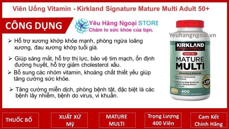 Vien Uong Bo Sung Vitamin Cho Nguoi Tren 50 Tuoi Kirkland Signature Mature Multi Vien Uong Bo Sung Vitamin Cho Nguoi Tren 50 Tuoi Kirkland Signature Mature Multi