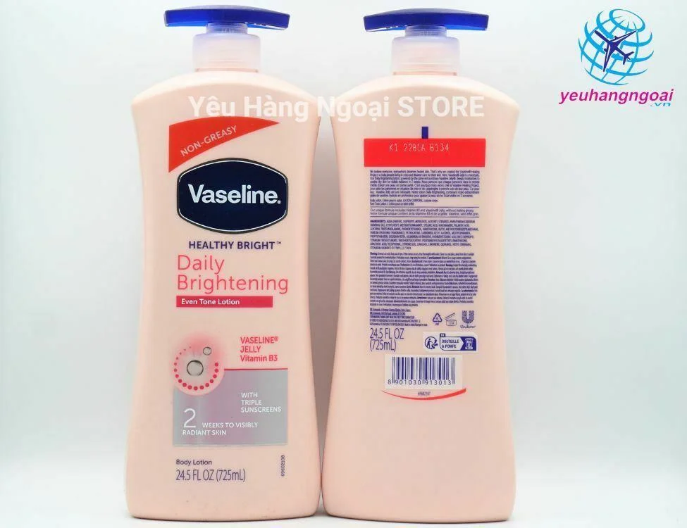 Sữa Dưỡng Thể Vaseline Healthy White UV Lightening Body Lotion 725ml Của Mỹ. 4 Dưỡng Thể Trắng Hồng Vaseline Daily Brightening 725ml Của Mỹ (3)