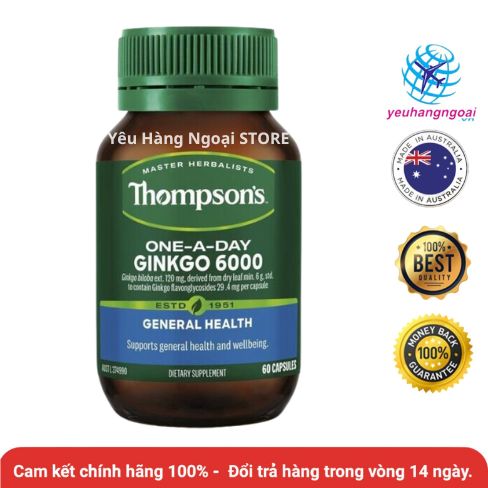 Viên Uống Bổ Não Ginkgo One-A-Day 6000mg Thompson's Của Úc 60 Viên. 1 ginkgo-thompsons-6000mg