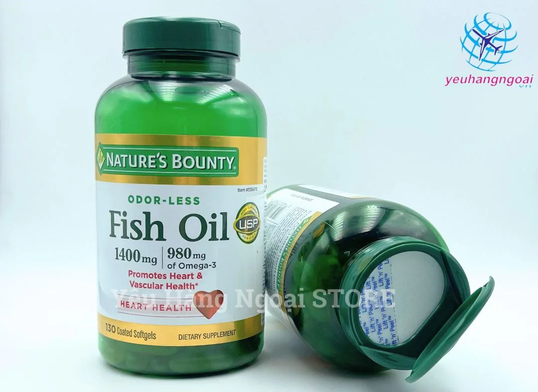 Viên Uống Dầu Cá Fish Oil 1400mg (980mg Of Omega 3) Viên Uống Dầu Cá Fish Oil 1400mg (980mg Of Omega 3) 130 Viên Của Nature’s Bounty Mỹ 2 Lọ