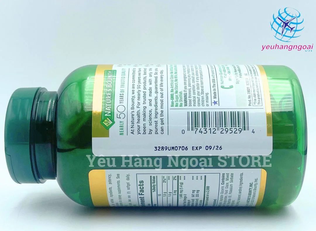 Viên Uống Dầu Cá Fish Oil 1400mg (980mg Of Omega 3) Viên Uống Dầu Cá Fish Oil 1400mg (980mg Of Omega 3) 130 Viên Của Nature’s Bounty Mỹ Mã Vạch