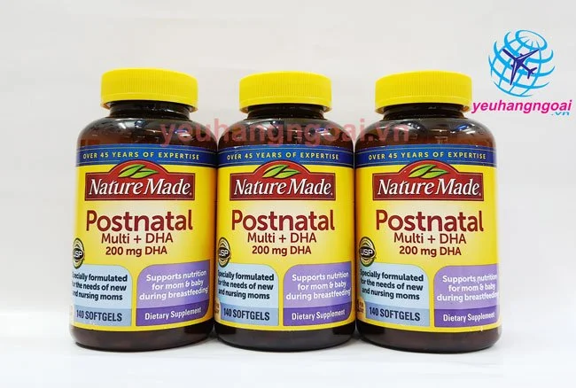 Viên Postnatal Multi + DHA 200mg 140 viên Nuture Made của Mỹ 1 Vien Uong Postnatal Multi Dha Bo Sung Vitamin