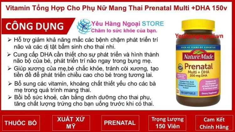 Vien Uong Vitamin Tong Hop Cho Phu Nu Mang Thai Prenatal Multi Dha 150 Vien Nature Made My Mau Moi Nhat Vien Uong Vitamin Tong Hop Cho Phu Nu Mang Thai Prenatal Multi Dha 150 Vien Nature Made My Mau Moi Nhat