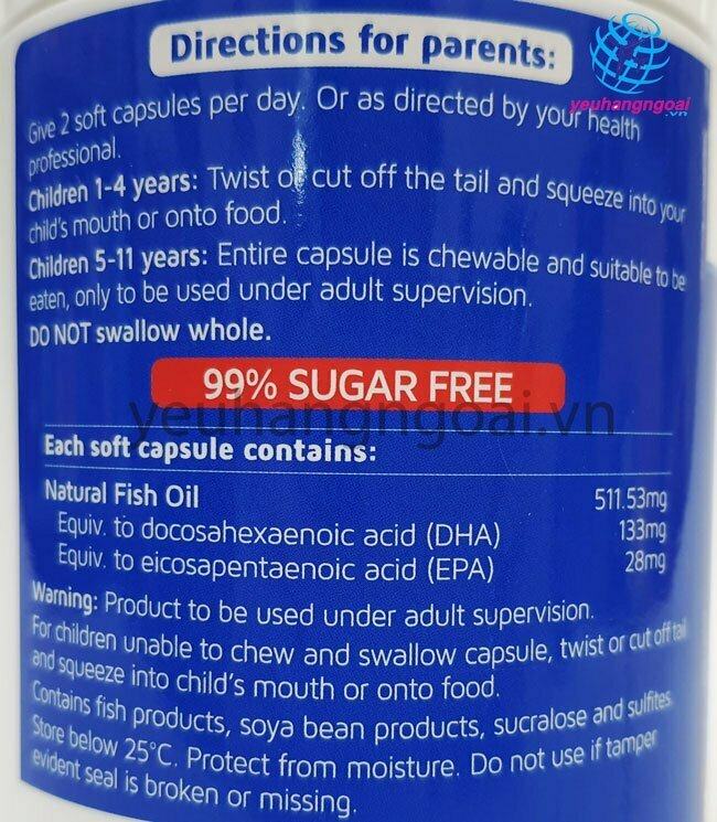Hình Thật Thành Phẩn Dầu Cá Kids Smart Omega 3 Fish Oil Trio 180 Viên