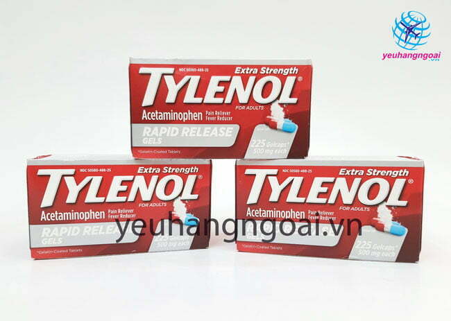 Hình Thật Mặt Trước Viên Uống Giảm Đau Hạ Sốt Tylenol Extra Strength 500Mg Mỹ