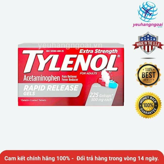 Viên Uong Giam đau Ha Sot Tylenol Extra Strength Rapid Release Gels 500mg My 225 Vien.