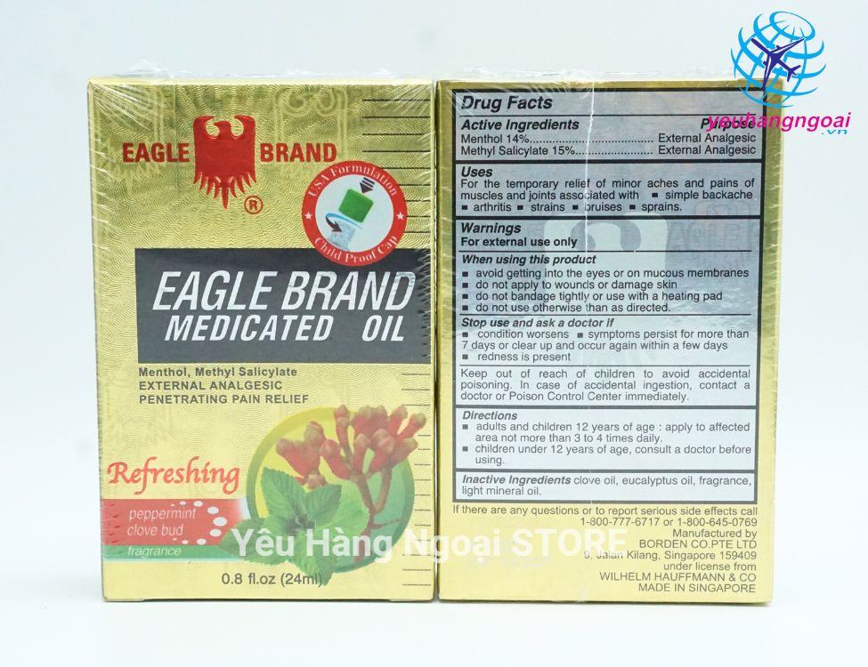 Dau Gio Vang 1 Nap Cua My 24ml Eagle Brand Medicated Oil Peppermint Clove Bud