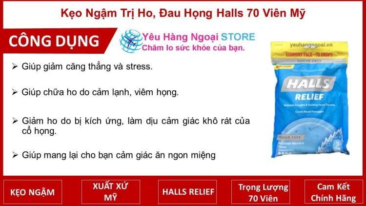 Kẹo Ngậm Trị Ho, Đau Họng Halls 70 Viên Mỹ. 2 Keo Ngam Tri Ho Dau Hong Halls 70 Vien