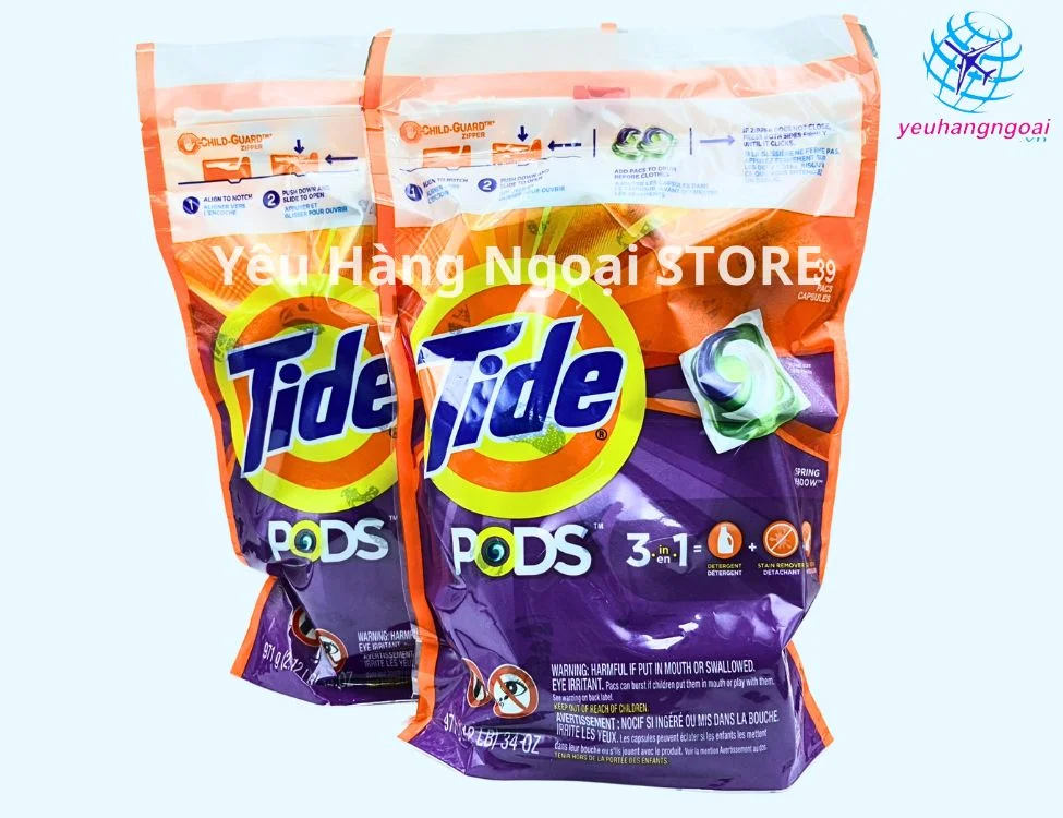 Viên Nước Giặt Xả Tide Pods 3in1 39 Viên (3 Trong 1) Thơm Rất Lâu Của Mỹ. 1 Viên Nước Giặt Xả Tide Pods 3in1 39 Viên (3 Trong 1) Thơm Rất Lâu Của Mỹ.