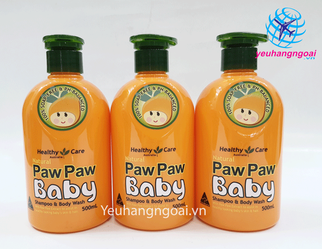 Hình Thật Sữa Tắm Gội Paw Paw Baby Healthy Care 500Ml Úc