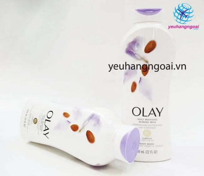 Sữa Tắm Olay Dưỡng Ẩm 650ml Daily Moisture Almond Milk Body Wash 2 Hình Thật Sữa Tắm Olay Hạnh Nhân