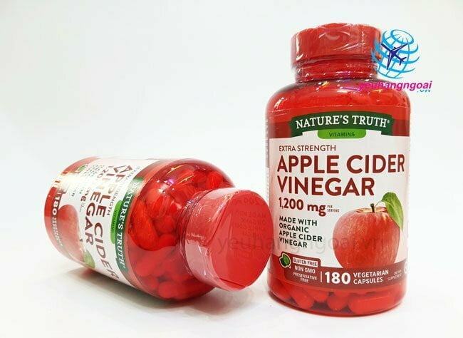 Hình Thật Mặt Trước Viên Giấm Táo Hữu Cơ Apple Cider Vinegar 1200Mg 180 Viên Của Mỹ