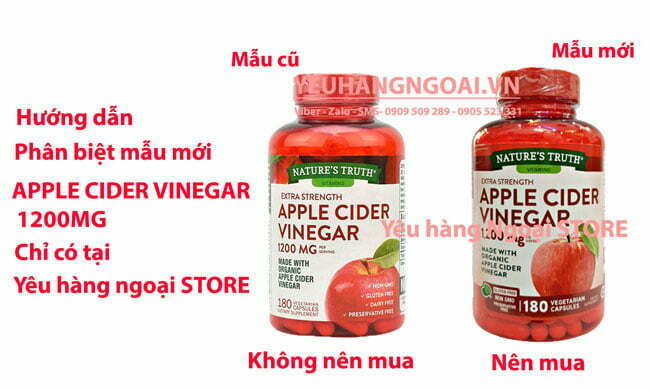 Mẫu Cũ Mẫu Mới Viên Uống Giấm Táo Hưuc Cơ Apple Cider Vinegar 1200Mg 180 Viên
