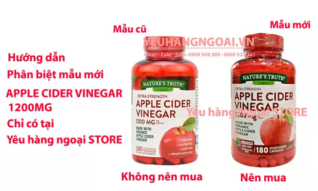 Giam tao huu co Apple Cider Vinegar 1200mg Phan biet mau cu mau moi giam tao huu co Apple Cider Vinegar 1200mg