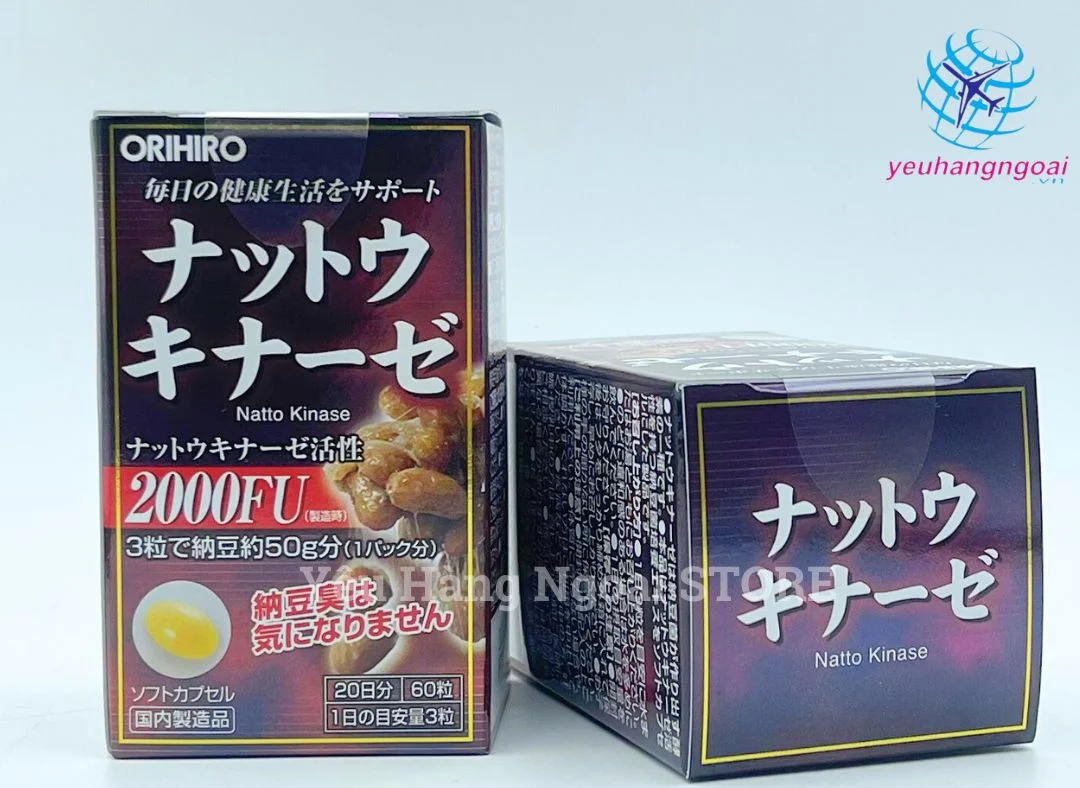 Viên Uống Hỗ Trợ - Phòng Chống Đột Quỵ Orihiro Nattokinase 2000FU 60 Viên Của Nhật Bản. 2 Viên Uống Hỗ Trợ – Phòng Chống Đột Quỵ Orihiro Nattokinase 2000fu 60 Viên Của Nhật 2 Lọ