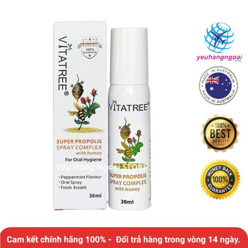 Chai Xịt Giảm Đau Họng Chiết Xuất Từ Keo Ong Vitatree 30ml Của Úc. 1 super-propolis-vitatree-30ml
