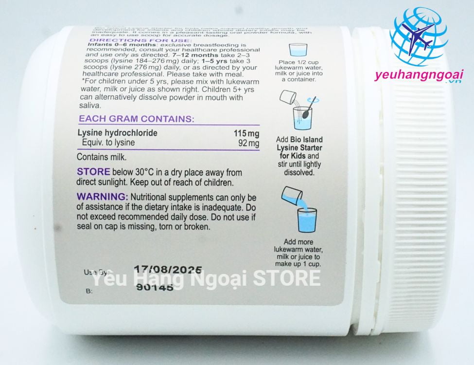 Thành Phần Bột Tăng Chiều Cao Bioisland Lysine Starter For Kids 150g Oral Powder Của Úc