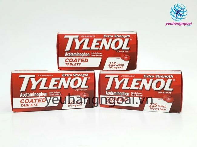 Viên giảm đau, hạ sốt Tylenol Extra Strength 500mg 225 viên Coated 3 Hình Thật Mặt Trước Tylenol 500mg 225 Viên Coated
