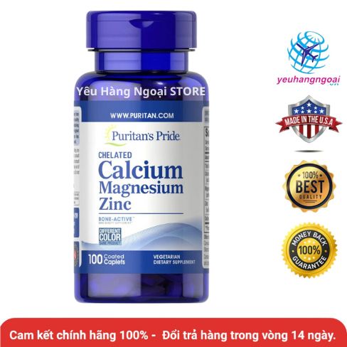 Viên Uống Bổ Sung Canxi, Magie, Kẽm - Calcium Magnesium Zinc 100 Viên Của Puritan's Pride Mỹ. 1 calcium-magnesium-zinc-100-puritans-pride
