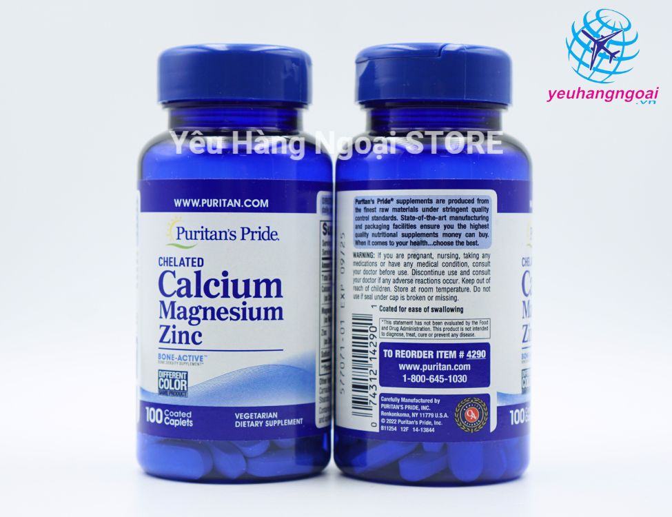 Viên Uống Bổ Sung Canxi Puritan’s Pride Calcium Magnesium Zinc 100 Viên Calcium Magnesium Zinc Puritan's Pride 2