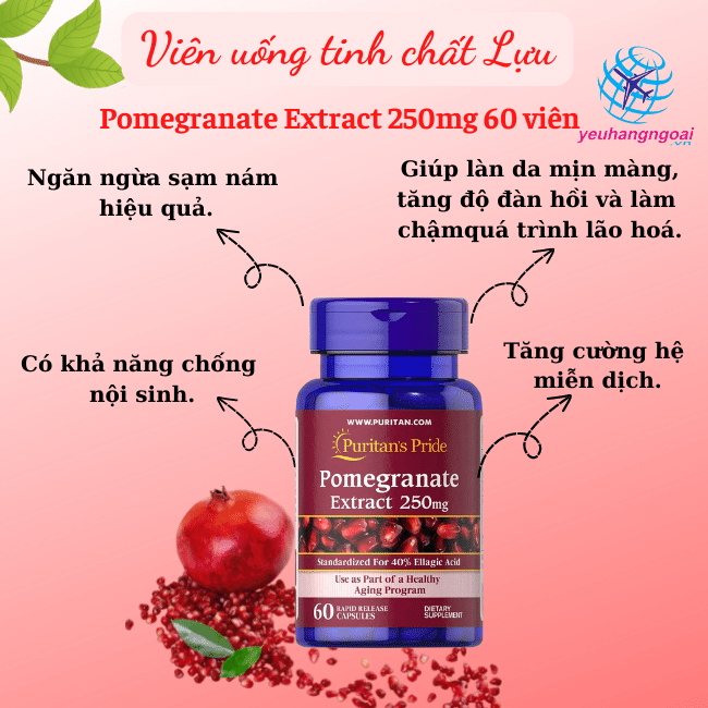 Review Tinh Chất Lựu Pomegranate Extract 250Mg