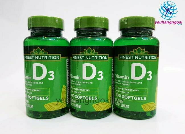 Hình Thật Viên Uống Bổ Sung Vitamin D3 Finest Nutrition 100 Viên 