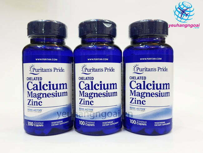 Hình Thật Viên Uống Bổ Sung Canxi Puritan’s Pride Calcium Magnesium Zinc 100 Viên