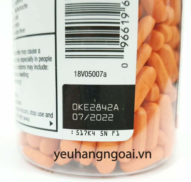 Hình Thật Hạn Sử Dụng Ibuprofen Ib Tablets 200Mg, 500 Viên Của Kirkland Mỹ.